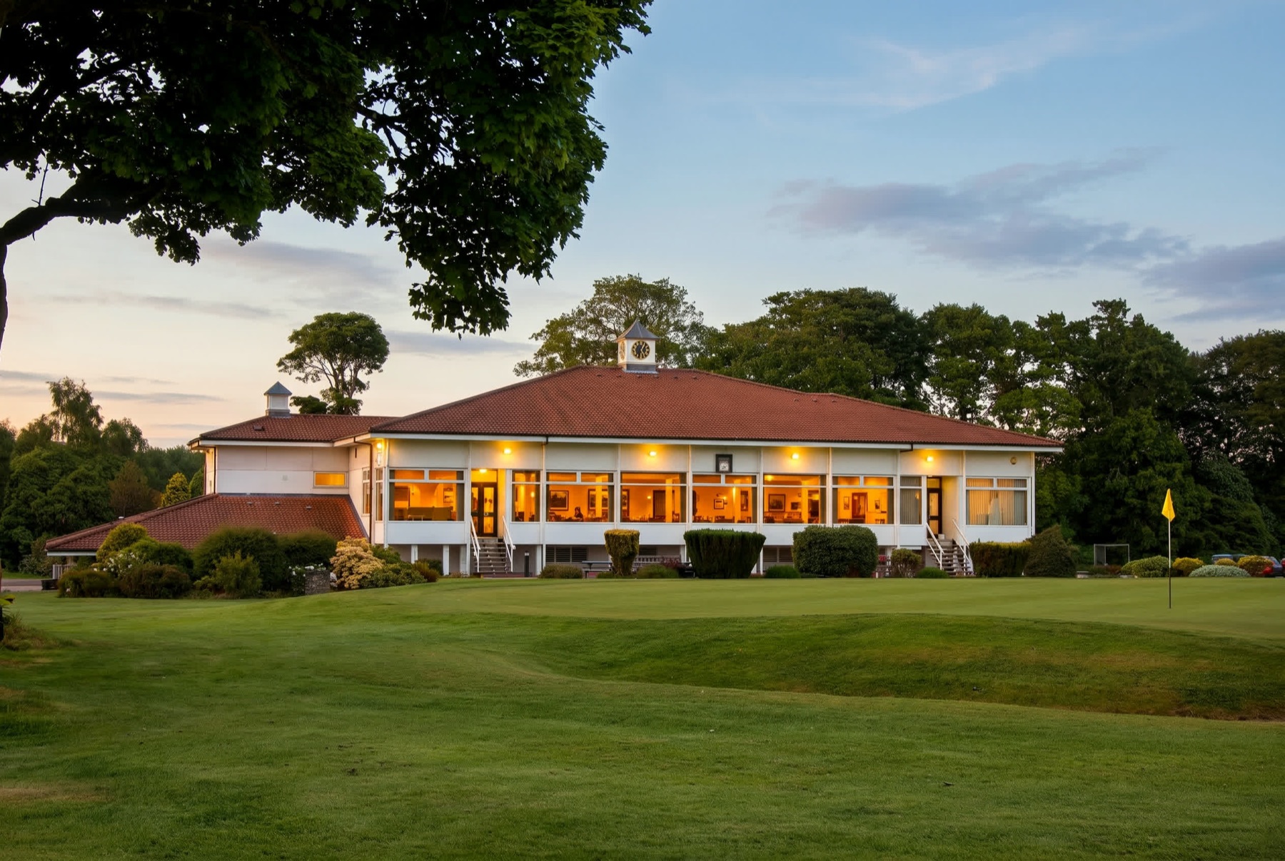The clubhouse and course at Downfield