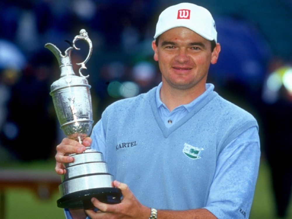Paul Lawrie holding the Claret Jug